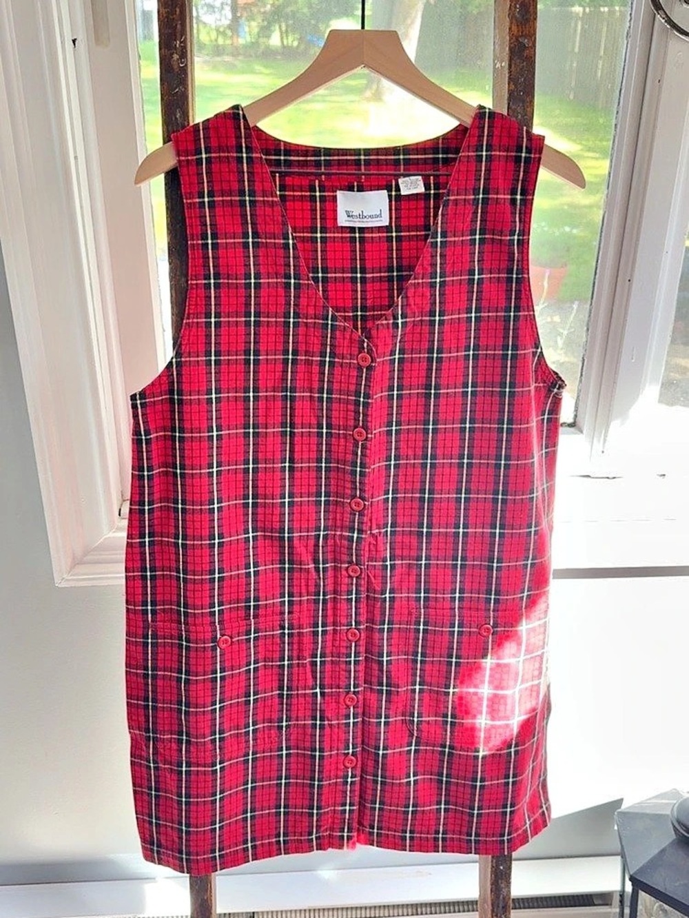 Westbound Christmas Tartan Plaid Cotton Button Down Shift Dress